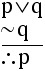  p or q.  not q. Therefore p.