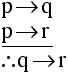  If p then q.  If p then r.  Therefore, if q then r.