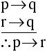  If p then q.  If r then q.  Therefore, if p then r.