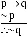  If p then q. Not p.  Therefore, not q.