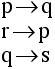 p arrow q. r arrow p. q arrow s