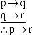 If p then q. If q then r. Therefore if p then r.